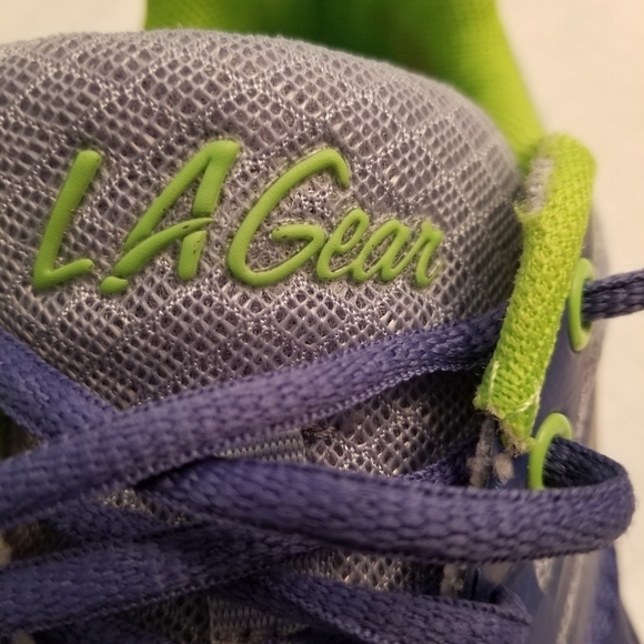 LA GEAR SNEAKERS tennis walking running shoes SIZE 7.5 blue green - Picture 5 of 7